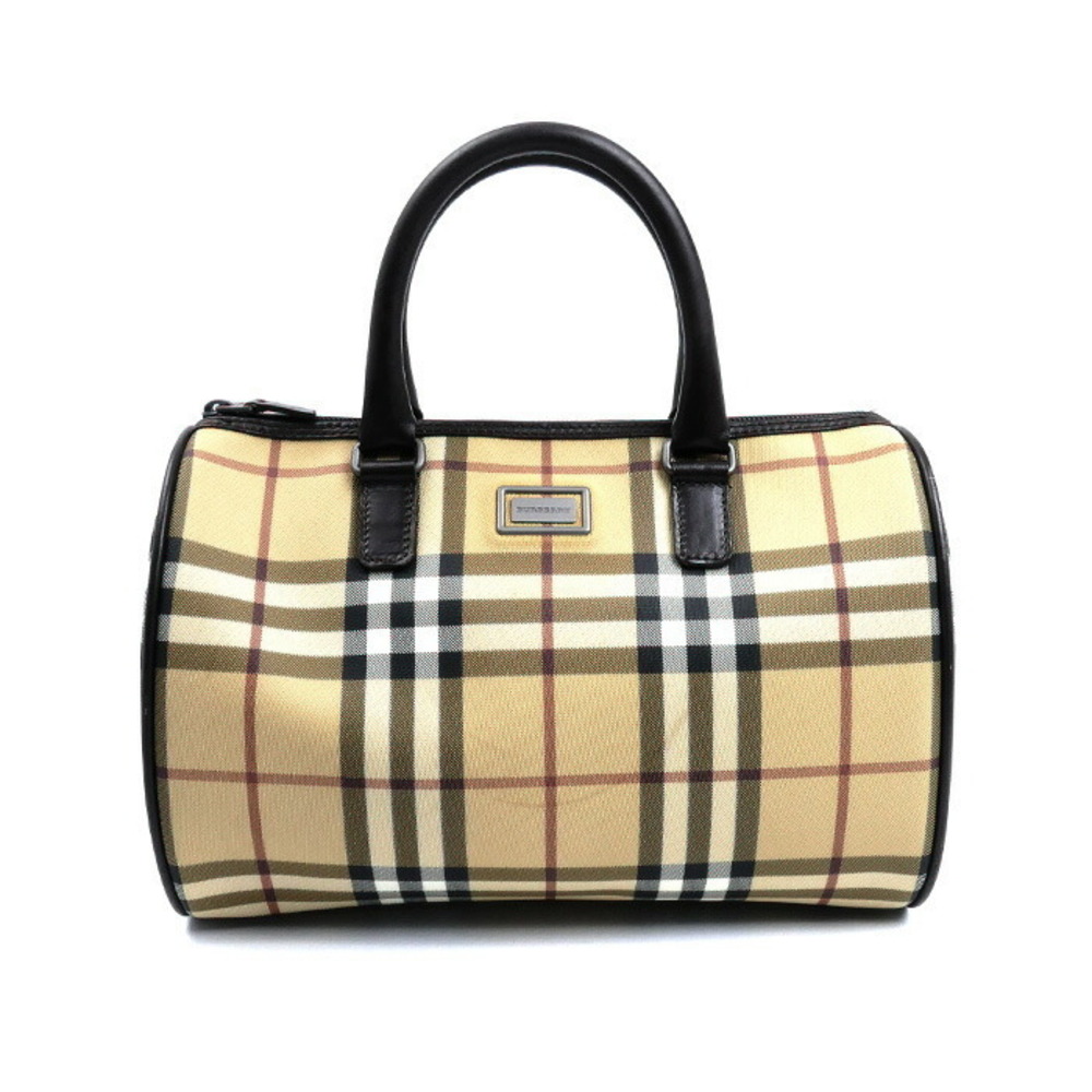 BURBERRY Check Handbag Beige Boston